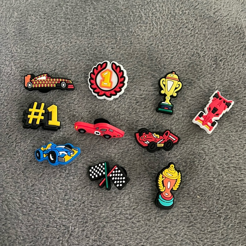 Car racing Croc shoe charms new set of 10